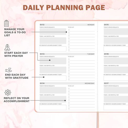 2026 Planner - Christian Planner 2026 Weekly and Monthly, Jan.2026 - Dec.2026, Bible Journal, 8.37" x 5.75", 2026 Christian Planner with Leather Hardcover, Pen Holder, Pocket in Kuwait