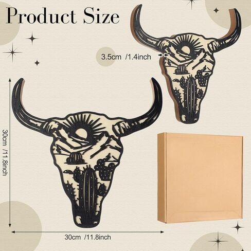 2 Pcs Western Wall Decoration Wood Cow Skull Wall Planter for Indoor Plants 12 x 8'' Western Cow Skull Flower Hanging Vase for Flower Faux Rustic Home Ornaments for Bathroom Bedroom in Kuwait