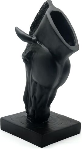 Lukitas Horse Head Vase - Feng Shui Horse Statue Decor for Wealth & Style, Elegant Artistic Planter for Hotel Lobby & Gallery, Modern Decorative Accent for Home or Office, Black, Resin 13'' in Kuwait