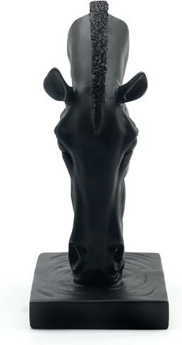 Lukitas Horse Head Vase - Feng Shui Horse Statue Decor for Wealth & Style, Elegant Artistic Planter for Hotel Lobby & Gallery, Modern Decorative Accent for Home or Office, Black, Resin 13'' in Kuwait