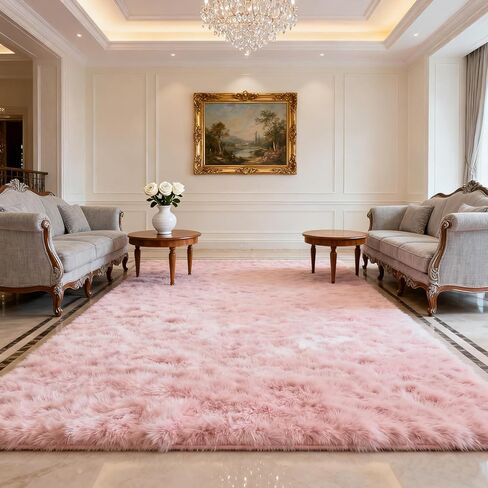 5x8 Feet Soft Fluffy Pink Area Rug for Girls Bedroom, Cute Plush Kids Room Carpet, Non-Slip Shaggy Rug for Nursery Playroom Dorm Living Room, Indoor Home Decor for Baby Toddler Little Girls in Saudi Arabia