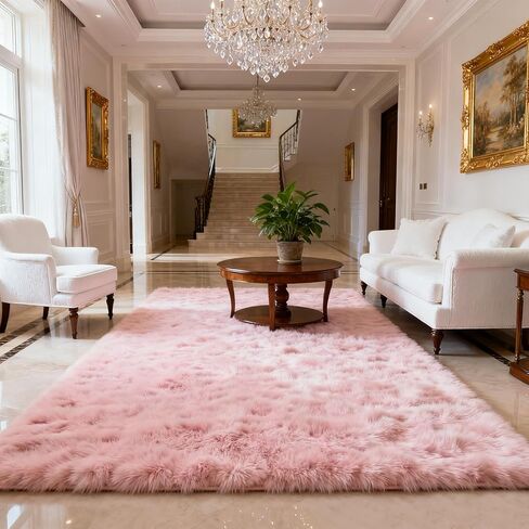5x8 Feet Soft Fluffy Pink Area Rug for Girls Bedroom, Cute Plush Kids Room Carpet, Non-Slip Shaggy Rug for Nursery Playroom Dorm Living Room, Indoor Home Decor for Baby Toddler Little Girls in Saudi Arabia