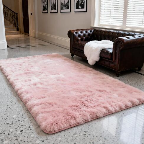 5x8 Feet Soft Fluffy Pink Area Rug for Girls Bedroom, Cute Plush Kids Room Carpet, Non-Slip Shaggy Rug for Nursery Playroom Dorm Living Room, Indoor Home Decor for Baby Toddler Little Girls in Saudi Arabia