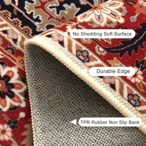 XWZO 5x7 Area Rugs Washable Rug for Living Room，Non-Slip Bedroom Rug Vintage Print Pattern Large Carpet for Office Dining Room Low Piles Indoor Carpet,Red,5x7 in Saudi Arabia
