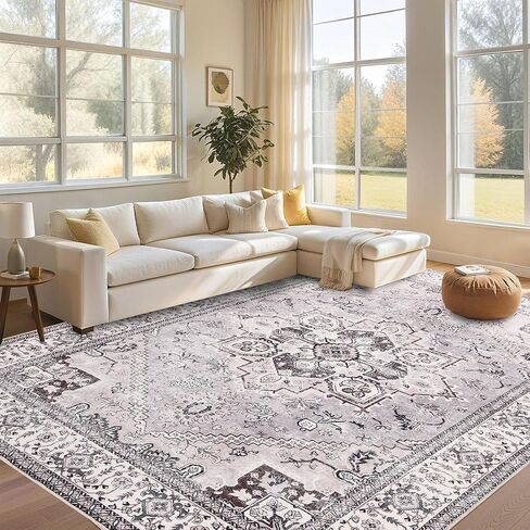 XWZO 5x7 Area Rugs Washable Rug for Living Room，Non-Slip Bedroom Rug Vintage Print Pattern Large Carpet for Office Dining Room Low Piles Indoor Carpet,Red,5x7 in Saudi Arabia