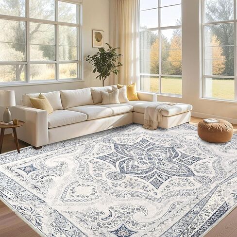 XWZO 5x7 Area Rugs Washable Rug for Living Room，Non-Slip Bedroom Rug Vintage Print Pattern Large Carpet for Office Dining Room Low Piles Indoor Carpet,Red,5x7 in Saudi Arabia