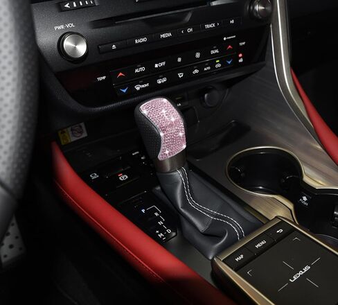 Bling Crystal Shifter Gear Lever Accessories Compatible With Lexus ES, RX, NX, RC, IS, GX-460, GS (2014-2022) - Pink in Kuwait