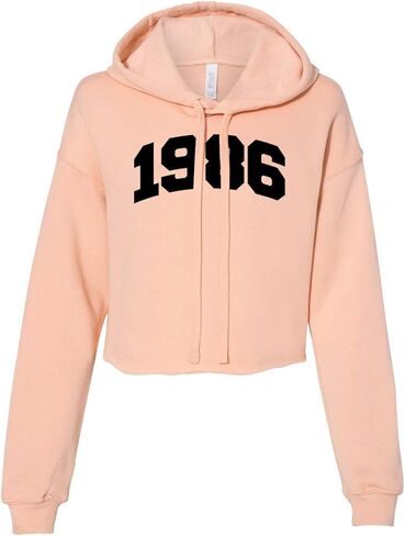 1986 Collegiate Crop Hoodie Sweatshirt Women's in Saudi Arabia