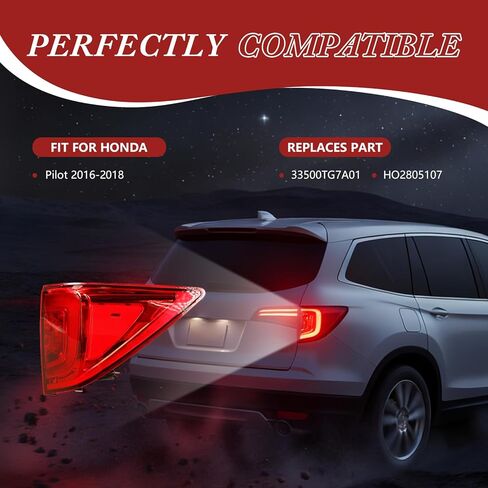LED Type Right Outer Tail Light Without Blind Spot Compatible With Honda Pilot 2016-2018 Replacement# 33500TG7A01 HO2805107 in Kuwait
