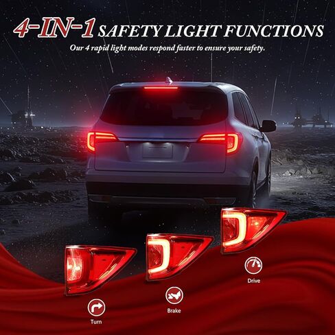 LED Type Right Outer Tail Light Without Blind Spot Compatible With Honda Pilot 2016-2018 Replacement# 33500TG7A01 HO2805107 in Kuwait