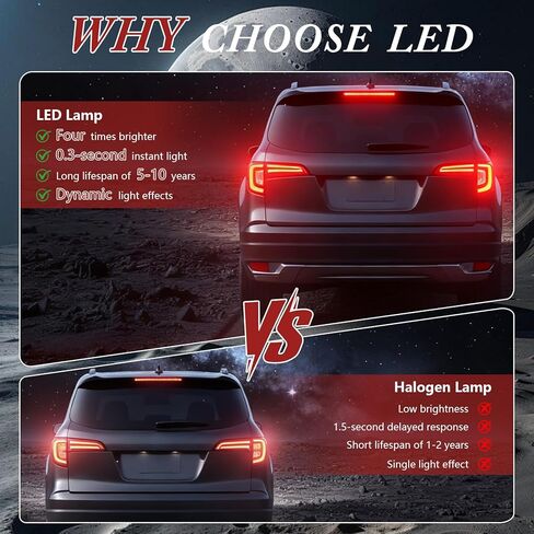 LED Type Right Outer Tail Light Without Blind Spot Compatible With Honda Pilot 2016-2018 Replacement# 33500TG7A01 HO2805107 in Kuwait