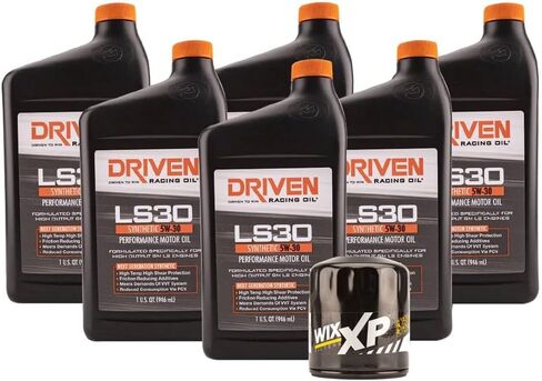 طقم تغيير الزيت الاصطناعي LS30 5w-30 من Driven Racing لمحركات GM Gen IV 2007-Present (6 كوارت) Wix Filter 57060XP in Kuwait