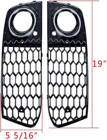 Black Mesh Chrome Ring Front Fog Light Grille Honeycomb Grill Cover Inserts Compatible with Audi A4 B8 Standard Bumper 2008-2012 RS4 Style in Saudi Arabia