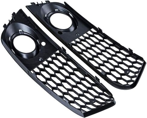 Black Mesh Chrome Ring Front Fog Light Grille Honeycomb Grill Cover Inserts Compatible with Audi A4 B8 Standard Bumper 2008-2012 RS4 Style in Saudi Arabia