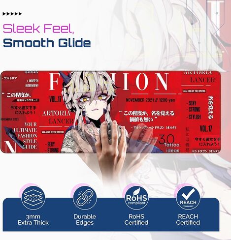 لوحة ماوس ألعاب كبيرة مقاس 31.5 × 11.8 بوصة XXL ممتدة للماوس ولوحة المفاتيح وسطح مقاوم للانزلاق ومقاوم للماء مع تصميم Anime Cute Girl مثالي لدوري الألعاب التنافسية in Kuwait