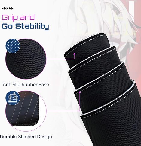 لوحة ماوس ألعاب كبيرة مقاس 31.5 × 11.8 بوصة XXL ممتدة للماوس ولوحة المفاتيح وسطح مقاوم للانزلاق ومقاوم للماء مع تصميم Anime Cute Girl مثالي لدوري الألعاب التنافسية in Kuwait