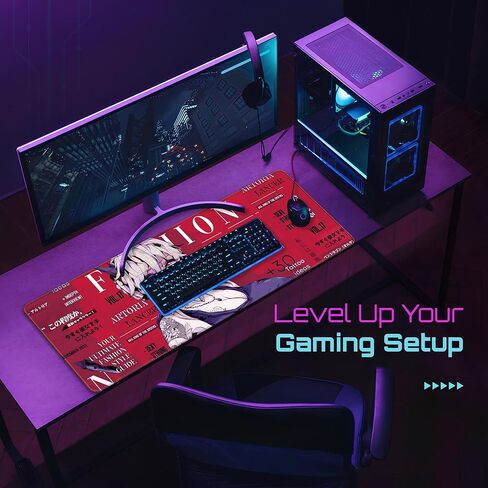 لوحة ماوس ألعاب كبيرة مقاس 31.5 × 11.8 بوصة XXL ممتدة للماوس ولوحة المفاتيح وسطح مقاوم للانزلاق ومقاوم للماء مع تصميم Anime Cute Girl مثالي لدوري الألعاب التنافسية in Kuwait