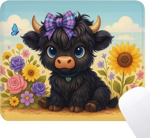 Highland Cow Mouse Pad - Western Baby Highland Cow Gifts Office Supplies Desk Decor, Square Waterproof Non-Slip Rubber Base Cute Western Mousepad for Computers Office 7.9x9.5 Inch in Saudi Arabia