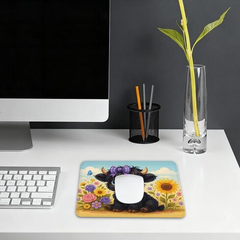 Highland Cow Mouse Pad - Western Baby Highland Cow Gifts Office Supplies Desk Decor, Square Waterproof Non-Slip Rubber Base Cute Western Mousepad for Computers Office 7.9x9.5 Inch in Saudi Arabia