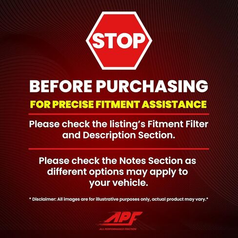 APF All Performance Friction Rear Pads Compatible with 2011-2014 Chrysler 200 302MM Rear Rotor Ceramic Carbon Fiber Brakes | OEM Fitment | Low Noise | Dust Free | 10YR WTY | 4 Rear Brake Pads in Kuwait