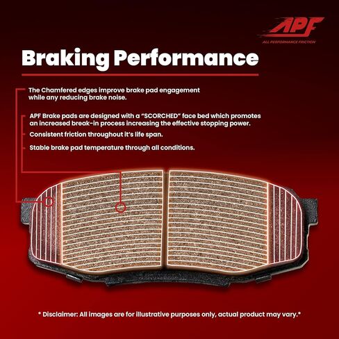 APF All Performance Friction Rear Pads Compatible with 2011-2014 Chrysler 200 302MM Rear Rotor Ceramic Carbon Fiber Brakes | OEM Fitment | Low Noise | Dust Free | 10YR WTY | 4 Rear Brake Pads in Kuwait