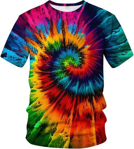 Tie Dye Shirts for Men Women, Short Sleeve Mens Tie Dye Shirt, Rainbow Tie Dye T-Shirts Tee in Kuwait