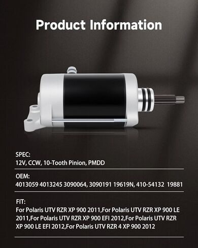 OCPTY starter 19881 For Polaris UTV RZR XP 900 2011,For Polaris UTV RZR XP 900 LE 2011,For Polaris UTV RZR XP 900 EFI 2012,For Polaris UTV RZR XP 900 LE EFI 2012,For Polaris UTV RZR 4 XP 900 2012 in Saudi Arabia