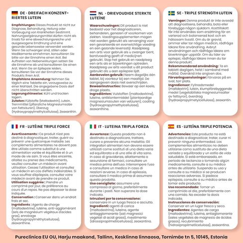 pureclinica Lutein 30mg x 180 Tablets (2 Bottles with 90 Tablets in Each). with 1000mcg Zeaxanthin. 3 x The Strength of Regular Lutein Tablets in Kuwait