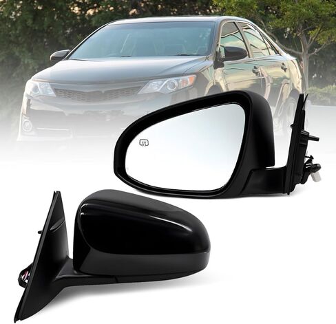 Right Passenger Side Mirror Assembly Compatible with Camry 2012 2013 2014 Heated Power Manual Folding Black TO1321276 (5Pins) in Kuwait