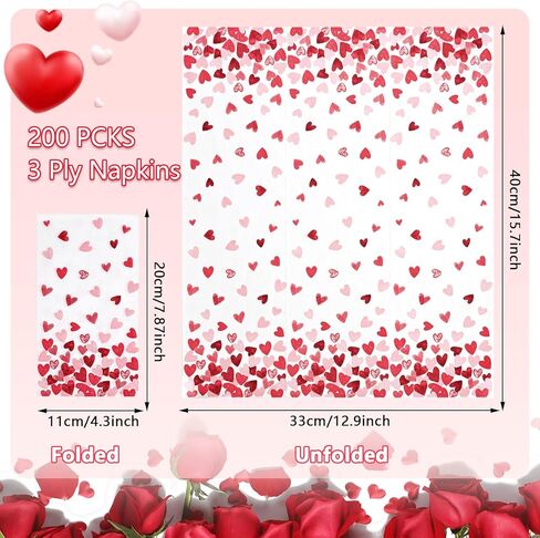 Homlouue 100 PCS Valentine Day Paper Fackins ، 3 Ply Tiny Love Hearts Napkins ، Valentine Diversible Guest Playels for Valentine Day Wedding Anniversary Superal Supplies Supplies Supplies in Kuwait