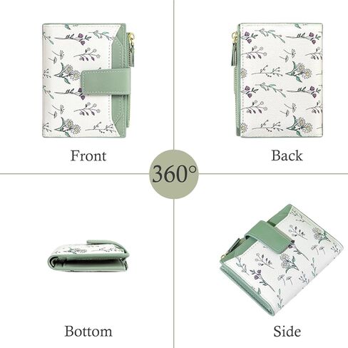 Small Wallets Women RFID Leather Bifold Card Holder Cute Flower Wallet for Women with Zipper Coin Pocket 3 ID Windows in Saudi Arabia