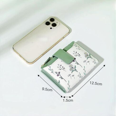 Small Wallets Women RFID Leather Bifold Card Holder Cute Flower Wallet for Women with Zipper Coin Pocket 3 ID Windows in Saudi Arabia