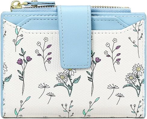 Small Wallets Women RFID Leather Bifold Card Holder Cute Flower Wallet for Women with Zipper Coin Pocket 3 ID Windows in Saudi Arabia