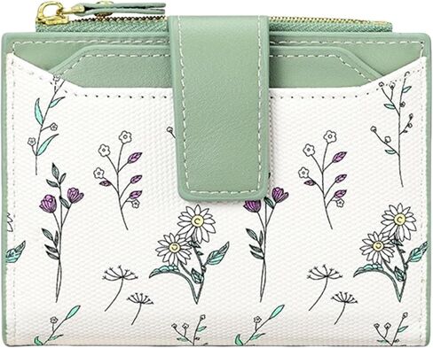 Small Wallets Women RFID Leather Bifold Card Holder Cute Flower Wallet for Women with Zipper Coin Pocket 3 ID Windows in Saudi Arabia