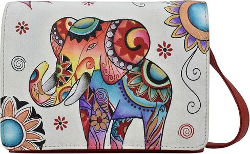 Anna by Anuschka Hand Painted Women’s Genuine Leather- Large Flap Organizer-Retro Elephant Ivory in Saudi Arabia