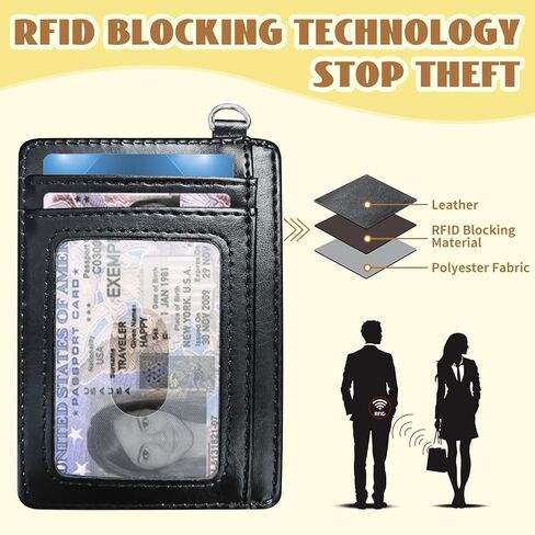 Cute Cat Slim RFID Blocking Card Holder for Men Women - Mini Leather Credit Card Wallet with Detachable Wristband - Small Front Pocket RFID Case for Travel & Daily Use in Kuwait