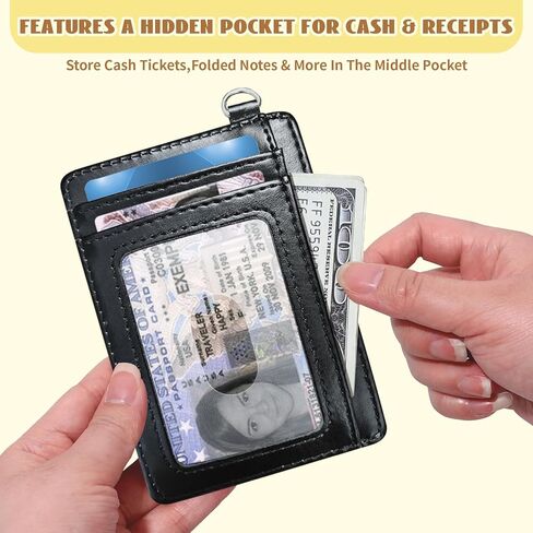 Cute Cat Slim RFID Blocking Card Holder for Men Women - Mini Leather Credit Card Wallet with Detachable Wristband - Small Front Pocket RFID Case for Travel & Daily Use in Kuwait