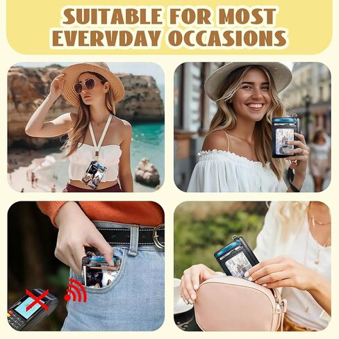 Cute Cat Slim RFID Blocking Card Holder for Men Women - Mini Leather Credit Card Wallet with Detachable Wristband - Small Front Pocket RFID Case for Travel & Daily Use in Kuwait