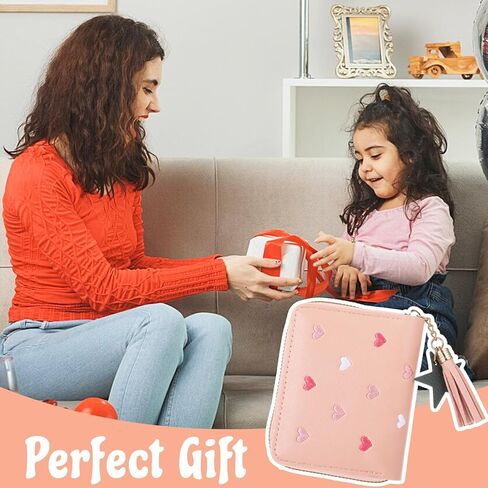 Cute Tassel Zipper Wallet, Small Star Pendant Purse PU Leather Coins Pocket Waterproof Lightweight Purse with Embroidery Hearts for Women Gift in Saudi Arabia