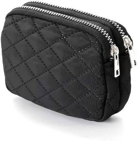 Double Layer Coin Purse, Zipper Around Card Holder, Women's Card Case & Short Wallet, Black in Saudi Arabia