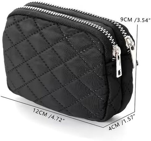 Double Layer Coin Purse, Zipper Around Card Holder, Women's Card Case & Short Wallet, Black in Saudi Arabia