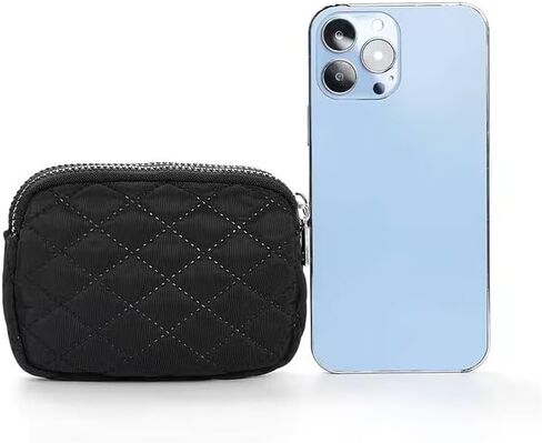 Double Layer Coin Purse, Zipper Around Card Holder, Women's Card Case & Short Wallet, Black in Saudi Arabia