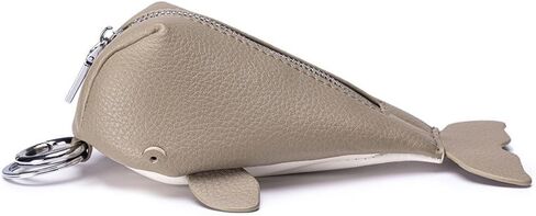Whale-Shaped Leather Coin Purse Keychain, Cute Animal Pouch for Coins, Keys & Cards, Mini Zippered Key Ring Holder Pendant (Blue) in Kuwait