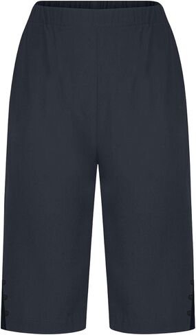 شورت برمودا للنساء طول الركبة شورت كتان صيفي كاجوال كتان Capris مقاس كبير Capris بناطيل الشواطئ القابلة للتمدد in Kuwait