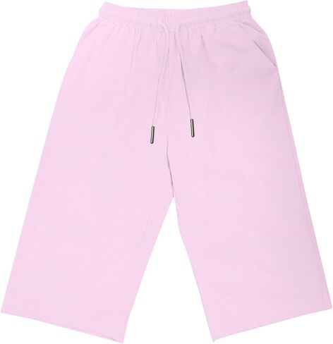 شورت برمودا للنساء طول الركبة شورت كتان صيفي كاجوال كتان Capris مقاس كبير Capris بناطيل الشواطئ القابلة للتمدد in Kuwait
