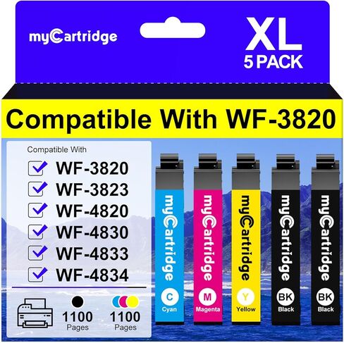 myCartridge Remanufactured Ink Cartridge Replacement for Epson 822XL 822 XL Ink Cartridges Combo Pack for WF-3820 Printer Ink Cartridges Use with WF-3820, WF-3823, WF-4820, WF-4830, WF-4833,5-Pack in Kuwait