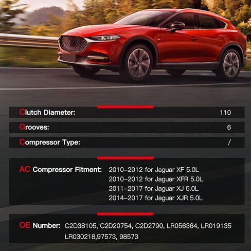 Cciyu تكييف وضاغط للهواء لسيارة جاكوار XF XFR XJ XJR XK XKR XKR-S لسيارة لاند روفر LR4 رينج روفر 3.0L 5.0L 2010-2015 يستبدل ضاغط التيار المتردد للسيارة in Saudi Arabia