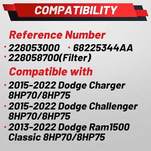 228053000 Upgraded Aluminum Transmission Oil Pan Compatible with Dodge Challenger Charger 2015-2022 5.7L 6.4L V8 Gas For Ram1500 2013-2022 5.7L 3.0L 8HP70/8HP75 with Gasket 8-Speed Transmission in Kuwait