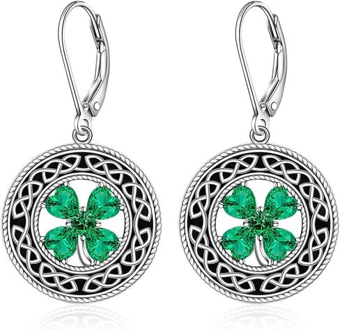 ST Patricks Day Earrings Shamrock Earrings Filigree Irish Four Leaf Clover Earrings for Women Studs Sterling Silver Green Valentine Day ST Patrick's Day Gifts in Saudi Arabia