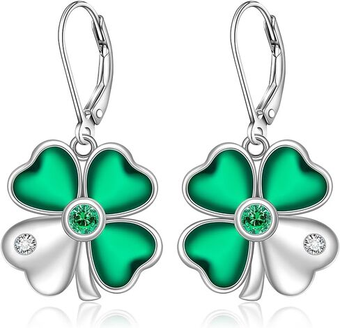 ST Patricks Day Earrings Shamrock Earrings Filigree Irish Four Leaf Clover Earrings for Women Studs Sterling Silver Green Valentine Day ST Patrick's Day Gifts in Saudi Arabia